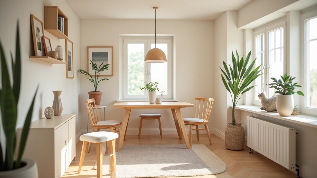 Intérieur d'un petit appartement avec mobilier et décoration